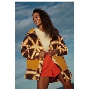 FP Movement by Free People Yellow and Brown Packable Rain Coat XS- New!